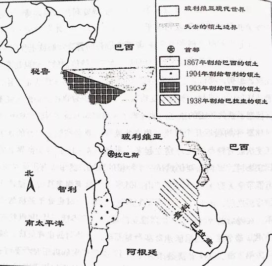 (1825年独立时和现代玻利维亚的疆域)