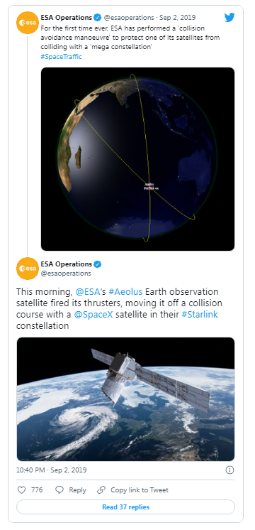 欧洲航天局的推文。图源：推特截图