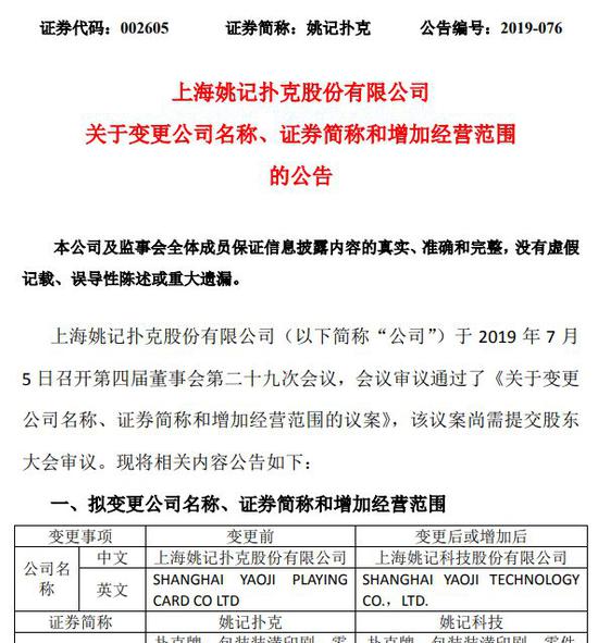 图片来源:姚记扑克公告