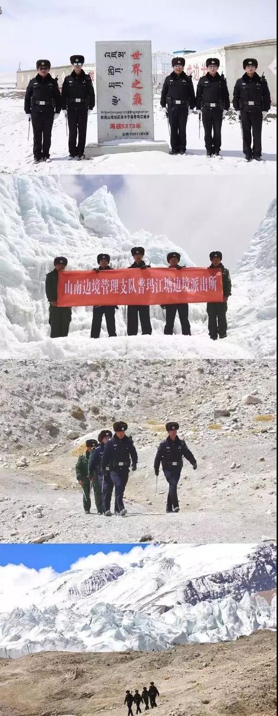 ▲普玛江塘边境派出所民警和护边员执勤场景。图源：国家移民管理局