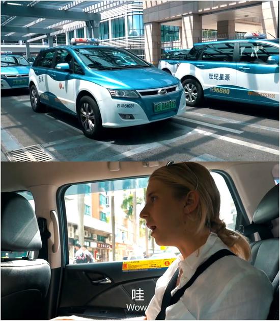 (Amy搭乘出租車前往民宿,視頻截圖。)