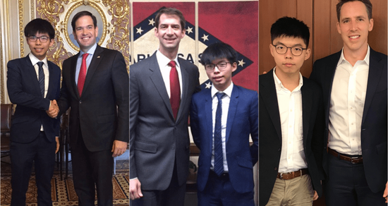 黄之锋与美国保守派政客合影