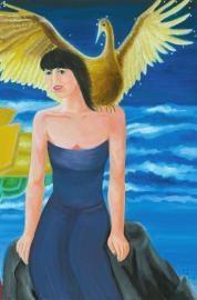 《一米希望》　　魏玲画作《一米希望》是魏玲创作的油画。画中一个女孩靠在海边的礁石，穿着蓝色长裙，肩头站着一只展翅的金鸟。这幅画曾经于2011年在深圳美术馆的“心路”大型公益画展上惊艳亮相，魏玲对艺术的热爱更是折射出了她对生活的永不言弃。她用她的坚强和乐观精神，从一个遭遇磨难的女孩成长为她画中的展翅金鸟。她尽管没有翅膀，但她一次又一次创