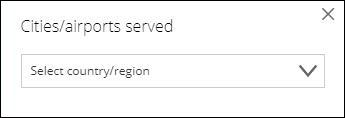 机场选择显示的选项为“国家/地区”