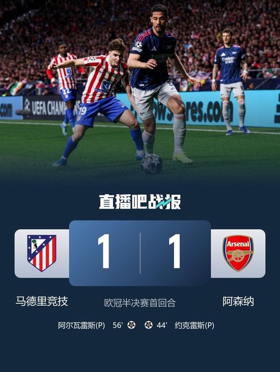 都是点球！马竞1-1阿森纳 约克雷斯造点+点射 小蜘蛛扳平+伤退