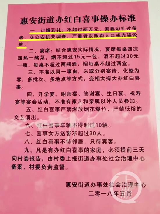 河南一彩礼标准引热议:要彩礼过多以贩卖人口论处