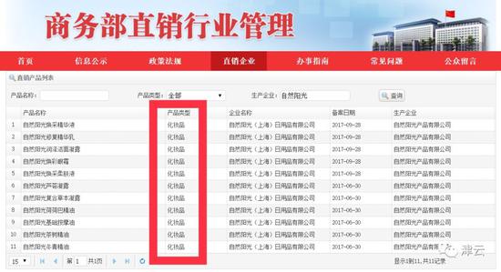 自然阳光仅有11种化妆品在直销产品备案列表中