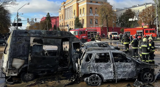 俄罗斯卫星通讯社称，基辅发生爆炸。俄卫星社报道配图