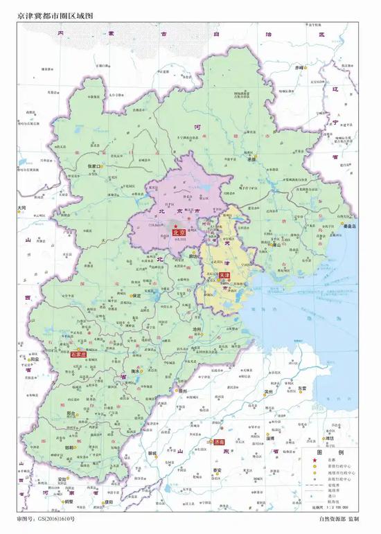 京津冀都市圈区域图