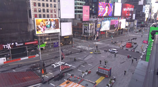 2020年4月19日的纽约时报广场。/ EarthCam