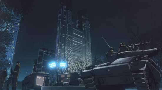 动画电影《机动警察II》中，执行戒严任务的自卫队进城控制了东京都政府大楼