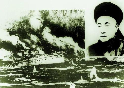 甲午战争,战斗中的“致远”舰。(图片来源:《桂林日报》)