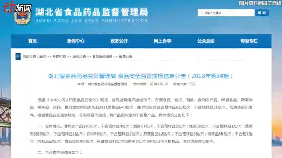 ▲8月30日，湖北省食品药品监督管理局发布食品安全监督抽检信息公告。