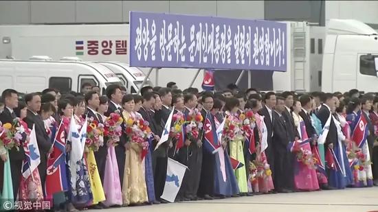 朝鲜人民热烈欢迎文在寅到访平壤