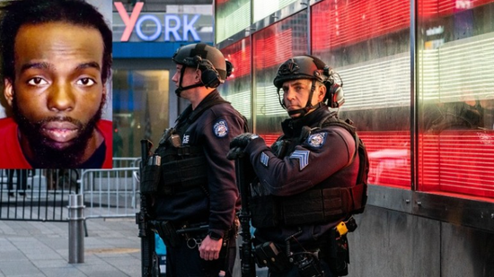 （纽约警方公布的嫌犯照片和5月8日的纽约时代广场）