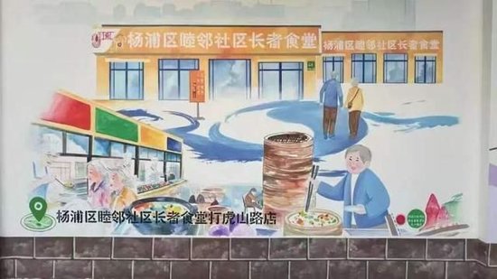  在上海楊浦濱江，打虎山路的一面圍牆成了「露天美術館」。（圖源：新聞晨報）