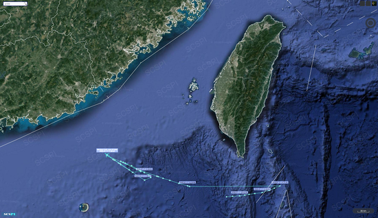 7月17日,美军E-8C侦察机飞行轨迹(图源:SCSPI平台)