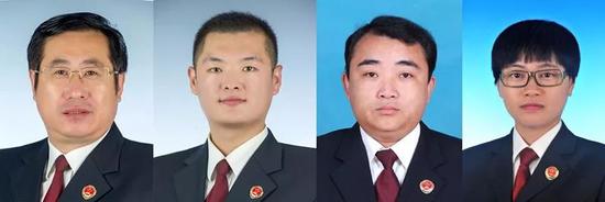 从左至右分别是任孔全 、宋林、王磊、丁心