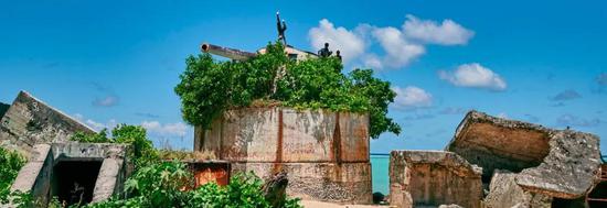  基里巴斯塔拉瓦战役的遗址。图片来源：基里巴斯国家旅游局办公室