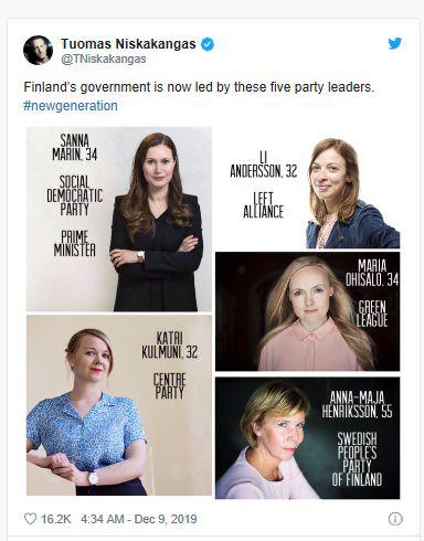 全球最年轻总理组阁：19名部长12位女性 4人85后