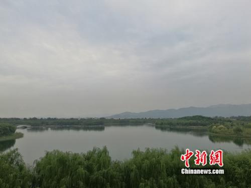 图为团城湖调节池,水质清澈。 中新网 张尼 摄