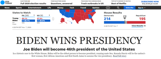 美媒密集报道“拜登胜选”：到疗伤的时候了