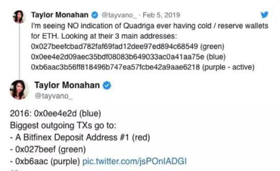 Monahan发表对Quadriga CX持有以太币冷钱包的质疑 ,来源:Twitter@Tayvano_