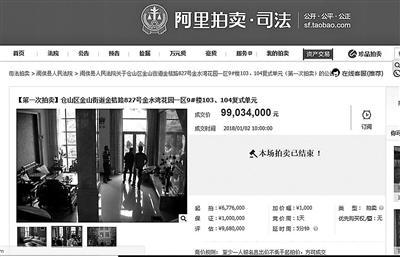 评估价968万元的房屋在司法拍卖平台被拍到9903.4万元