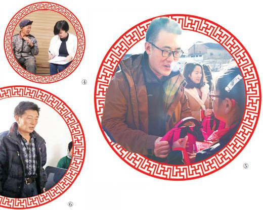 图④:梅杰(右)在了解扶贫产业发展情况。图⑤:杨远帆(左一)为贫困学生送去学习用品。图⑥:南赛在村委会研究扶贫工作。资料照片