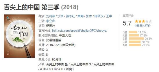 ▲舌尖3第4集《养》,豆瓣评分降至5.7分。
