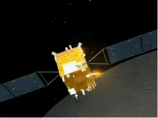 ▲ 嫦娥一号卫星准确进入月球轨道