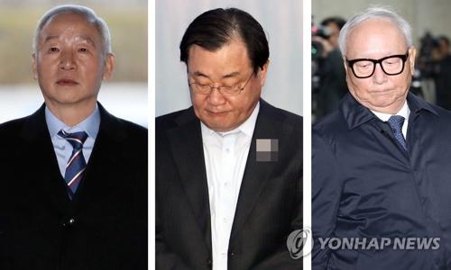 左起依次为前韩国国家情报院院长南在俊、李丙琪、李炳浩。(韩联社)