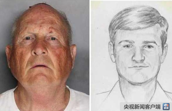 △案发时的素描画像和40年后被捕时的照片