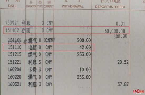 ↑2015年11月的存费和扣费