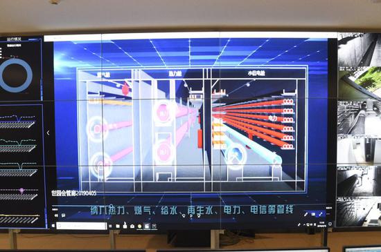 地下管廊包括了热力、燃气、给水、再生水、电力、电信等管线。实习记者 湛超越 摄