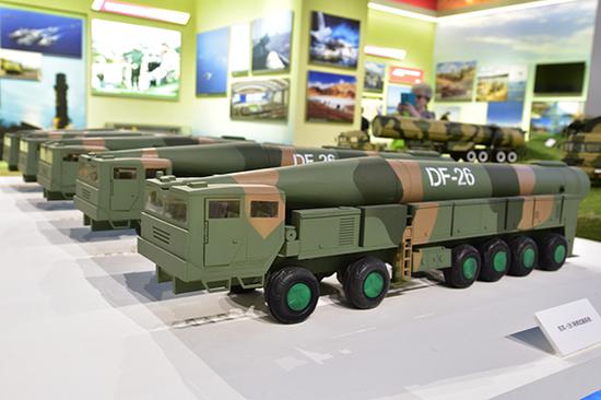 东风-26导弹武器系统模型。视觉中国 资料图