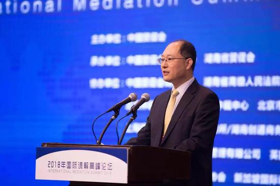 中国贸促会副会长卢鹏起在论坛中致辞
