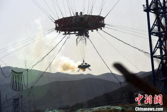 2019年11月14日,中国首次火星探测任务着陆器悬停避障试验公开亮相。 中新网 资料图