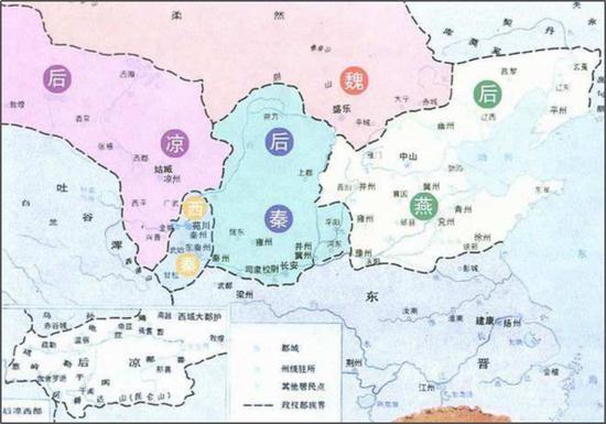 淝水战后北中国分裂图
