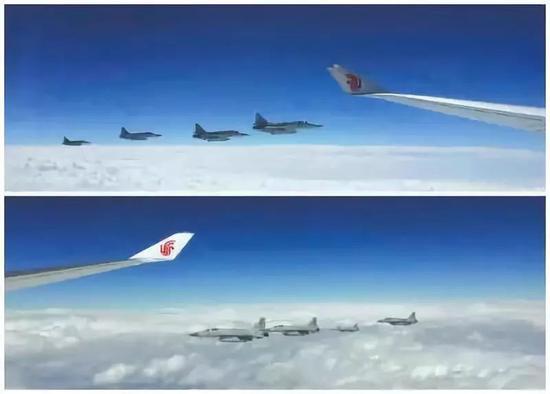 △巴基斯坦“枭龙”战机为习近平主席专机护航