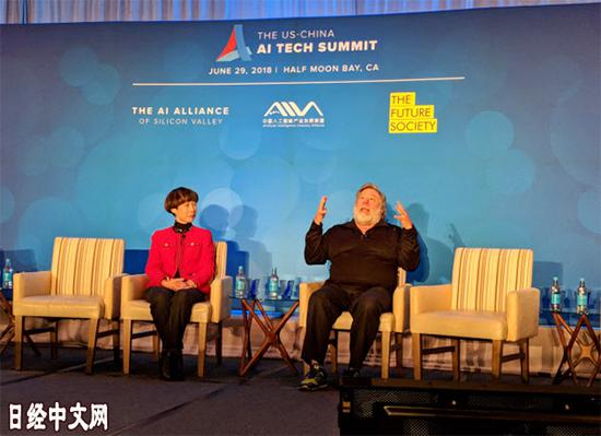 苹果创始人之一史蒂夫·沃兹尼亚克参加中美人工智能（AI）峰会