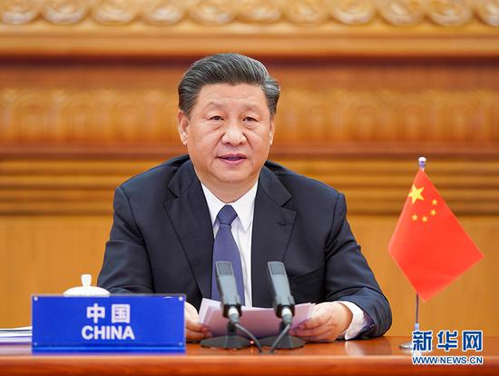 3月26日,国家主席习近平在北京出席二十国集团领导人应对新冠肺炎特别峰会并发表题为《携手抗疫 共克时艰》的重要讲话。 新华社记者 李学仁 摄