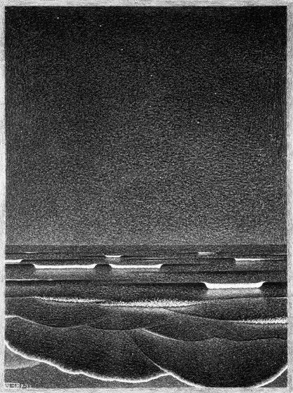 《发磷光的海》，埃舍尔