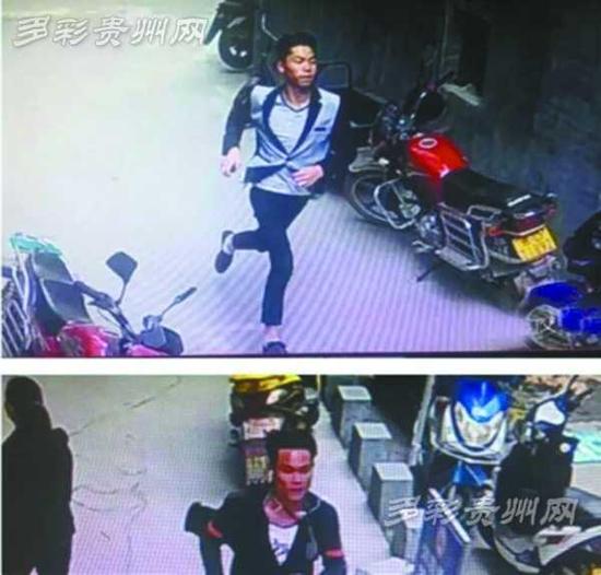监控拍下两男子弃车逃逸的画面（印江交警提供视频照）