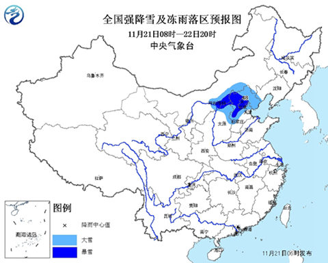 全国强降雪区预报图