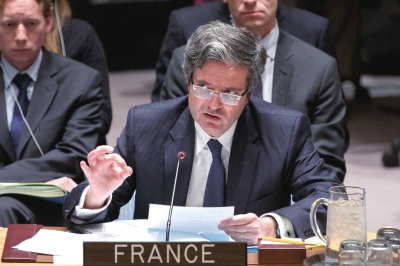 11月20日，在纽约联合国总部，法国常驻联合国代表弗朗索瓦·德拉特在联合国安理会上发言。新华社发