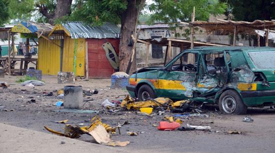 在尼日利亚东北部城市迈杜古发生一起自杀式炸弹袭击事件。（网页截图）