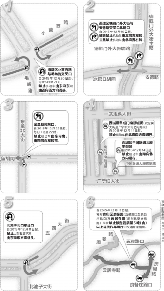 北京市区多个路口限时禁机动车转弯