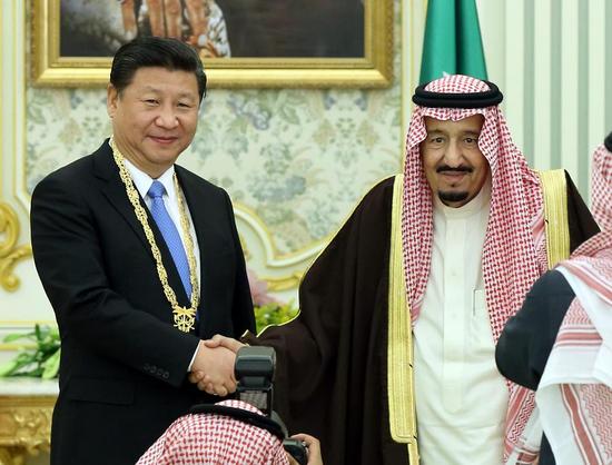 当地时间1月19日，国家主席习近平在利雅得同沙特阿拉伯国王萨勒曼举行会谈。