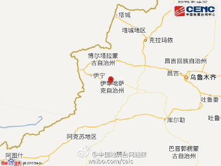 新疆新源县发生5.1级左右地震
